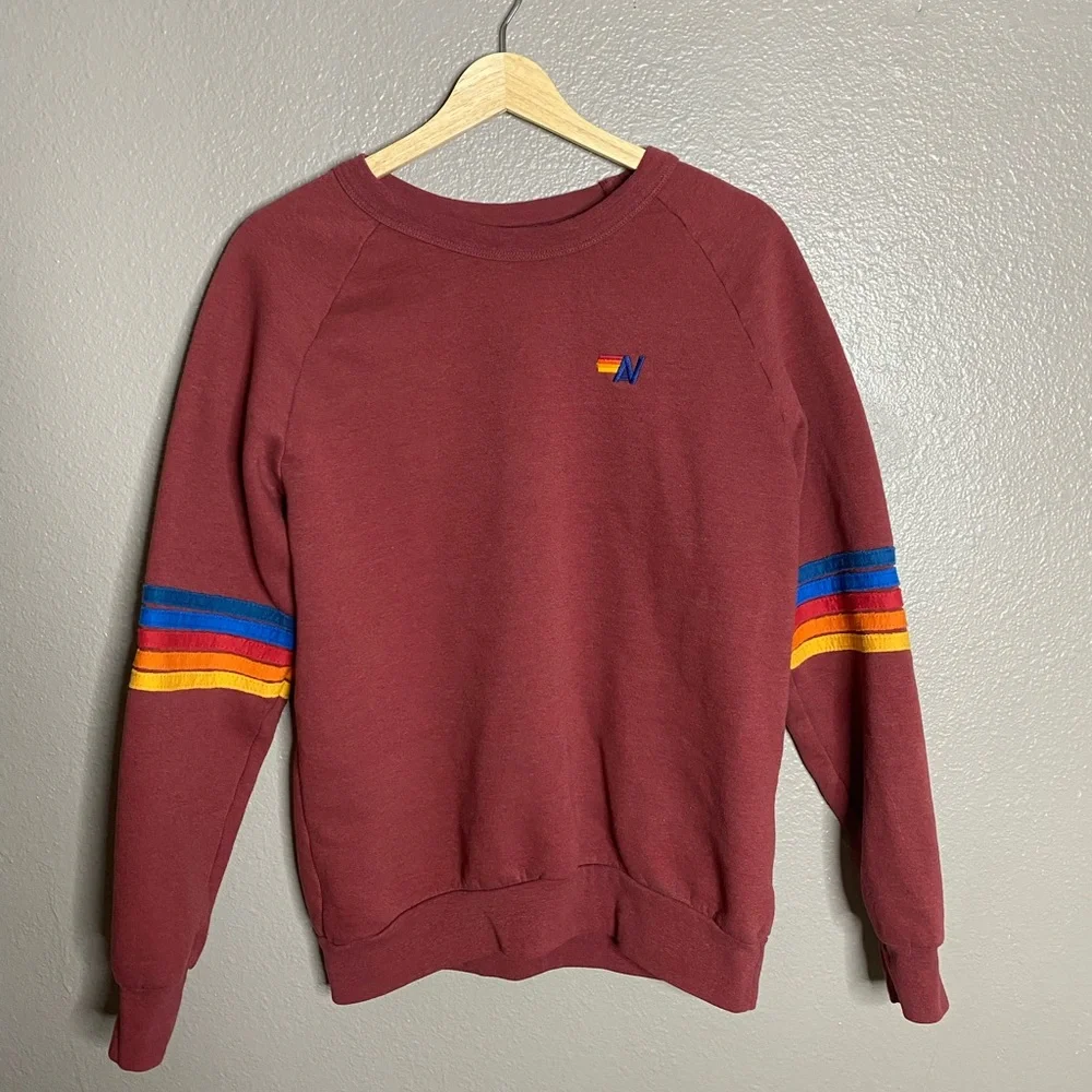 Aviator Nation Red and Blue Crewneck Sweater with Retro Stripes🔥🔥